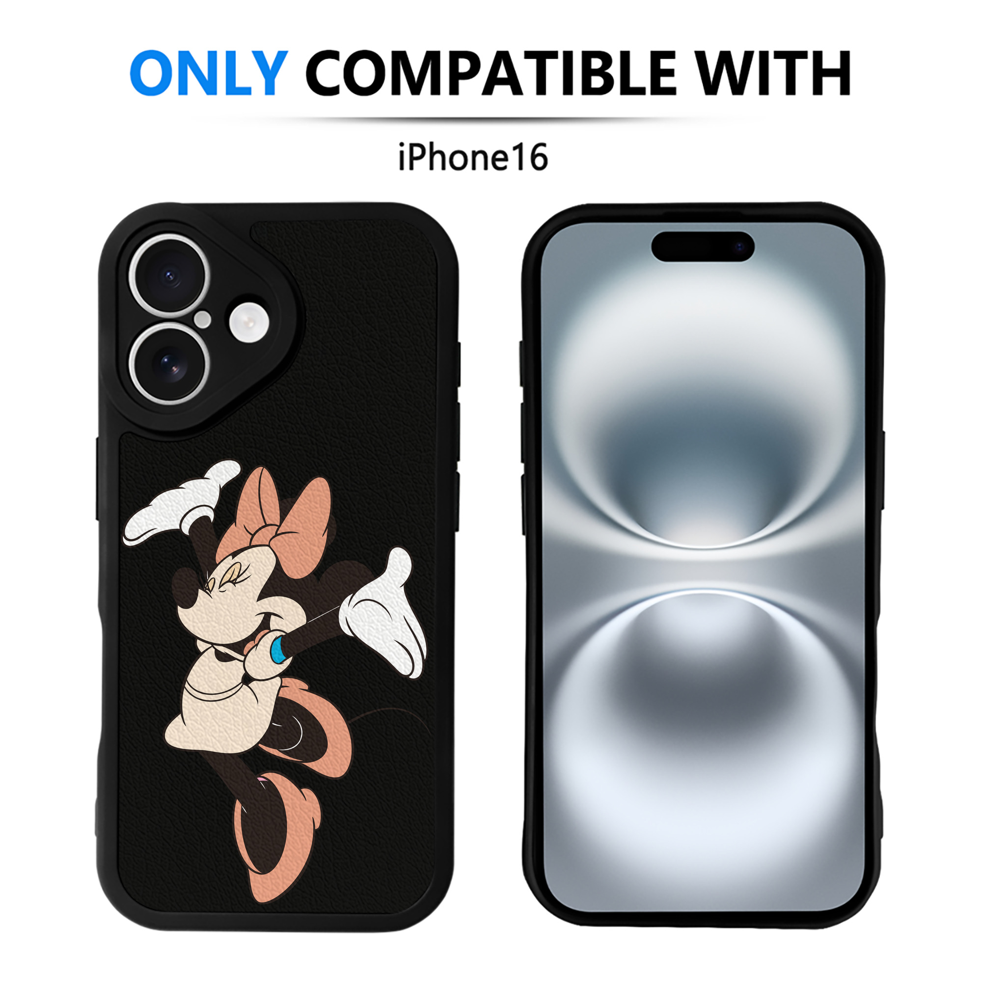 （画像用） ミッキーマウス Mickey Mouse 【iPhone 16シリーズ対応】シリコンスマホケース（レザー調） 材質：シリコン